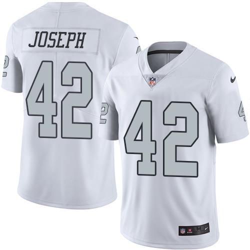 Nike Raiders #42 Karl Joseph White Men's Stitched NFL Limited Rush Jersey - Click Image to Close